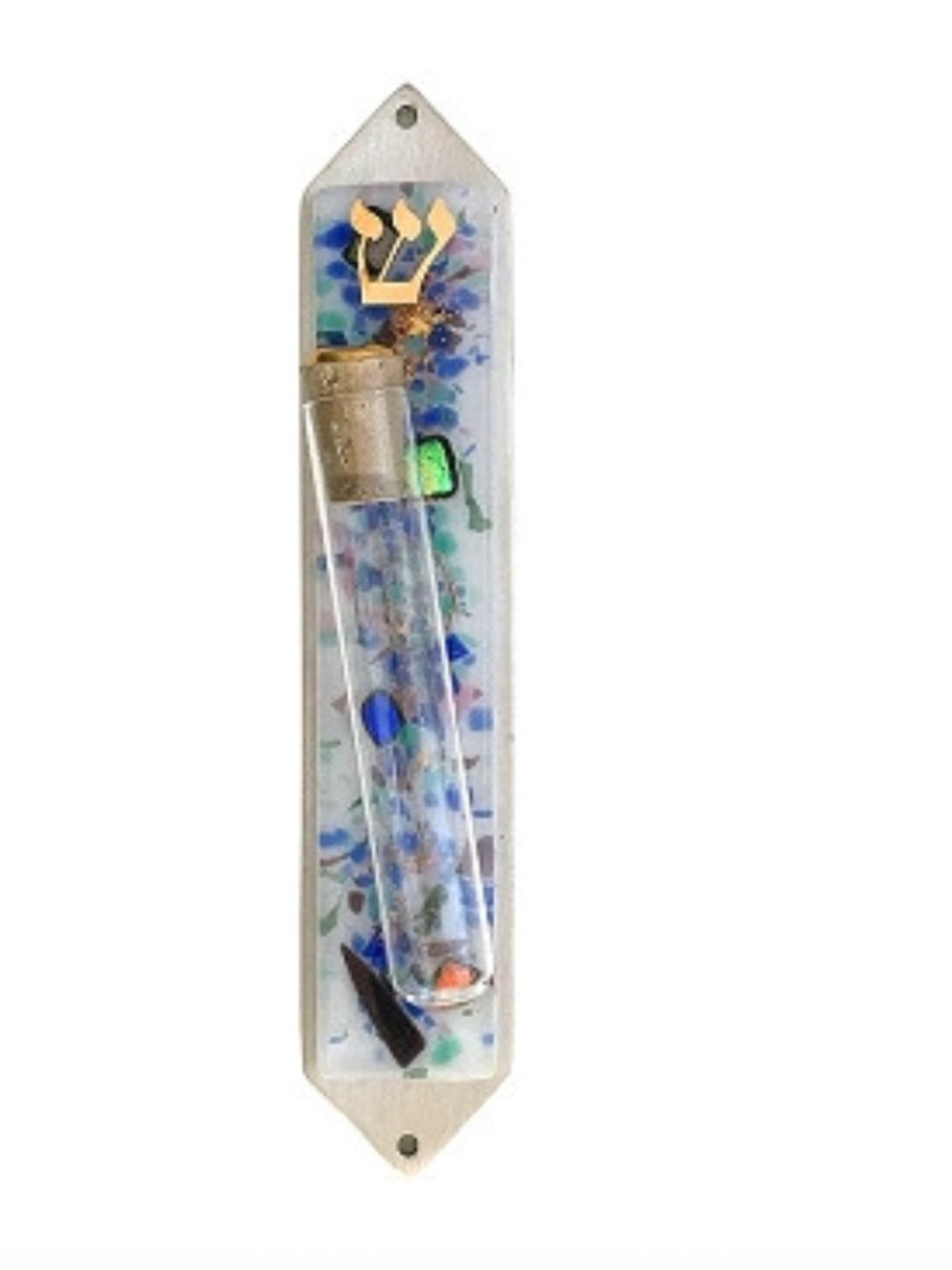 NEw Handmade White Celestial Wedding Mezuzah handmade in the Hudson Valley, NY
